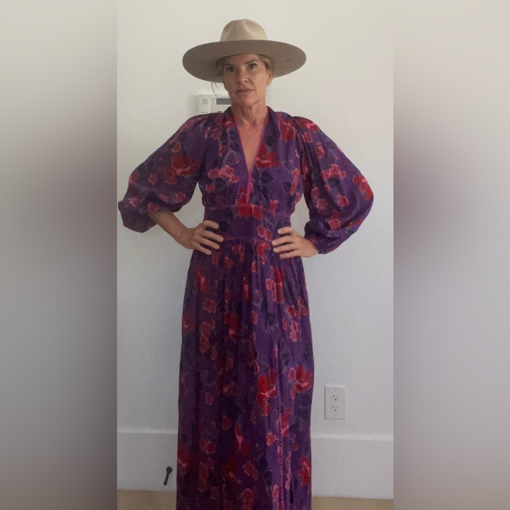 Chasing Unicorns Floral Maxi Dress Size Small Purple Pink and Red New with Tags